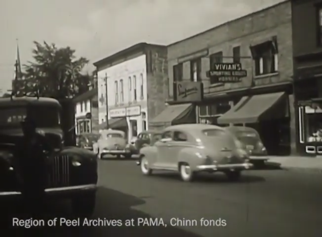 still from a historical video of downtown brampton in the 1940s courtesy of PAMA